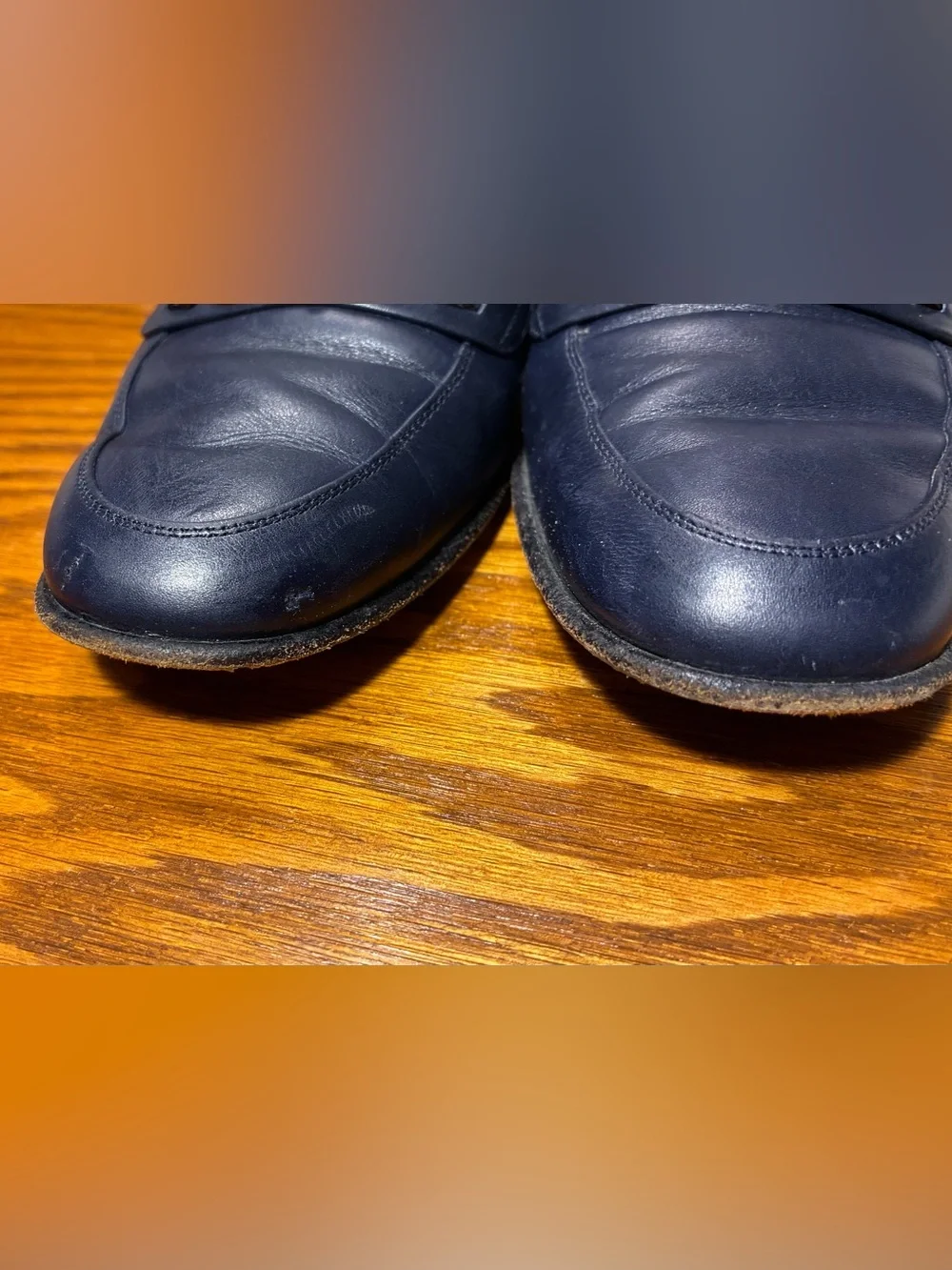 Vintage Salvatore Ferragamo Gancini Bit Navy Leather Loafers Pumps Size 7 B
